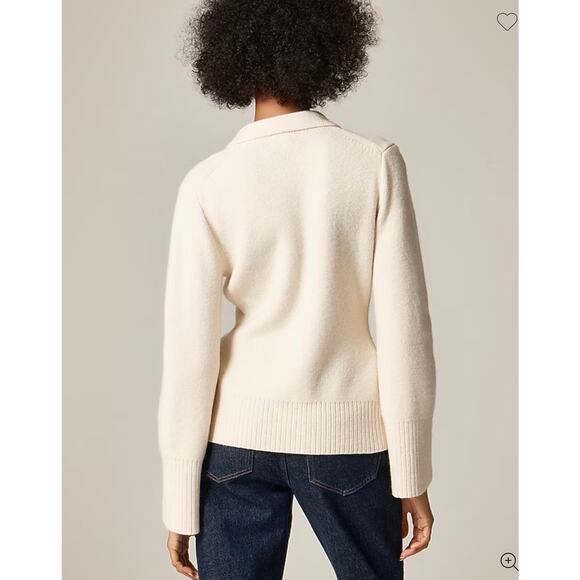 J. Crew Milano Stitch Cinched Waist Cardigan Ivory NWT size Small - Picture 4 of 8